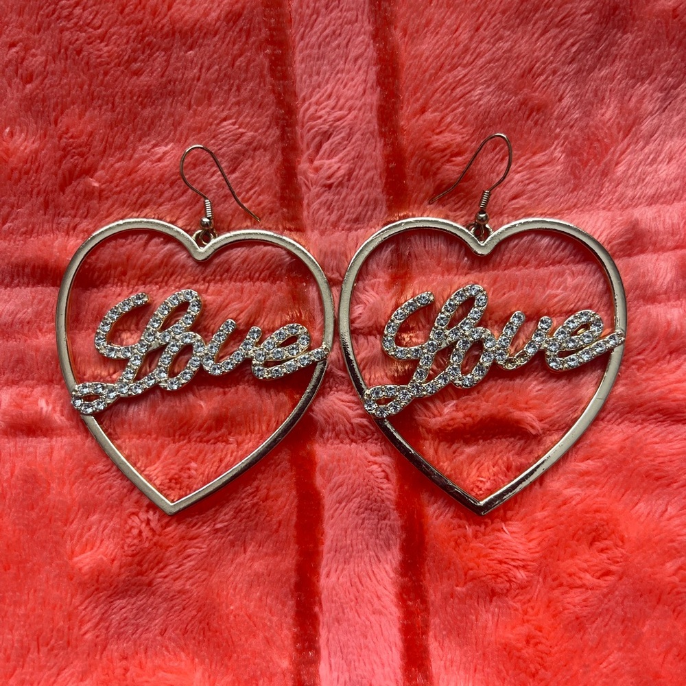 Love Silver Heart Earrings